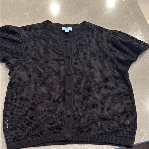 CeCe Black Lace Cardigan Sweater - Picture 1 of 6